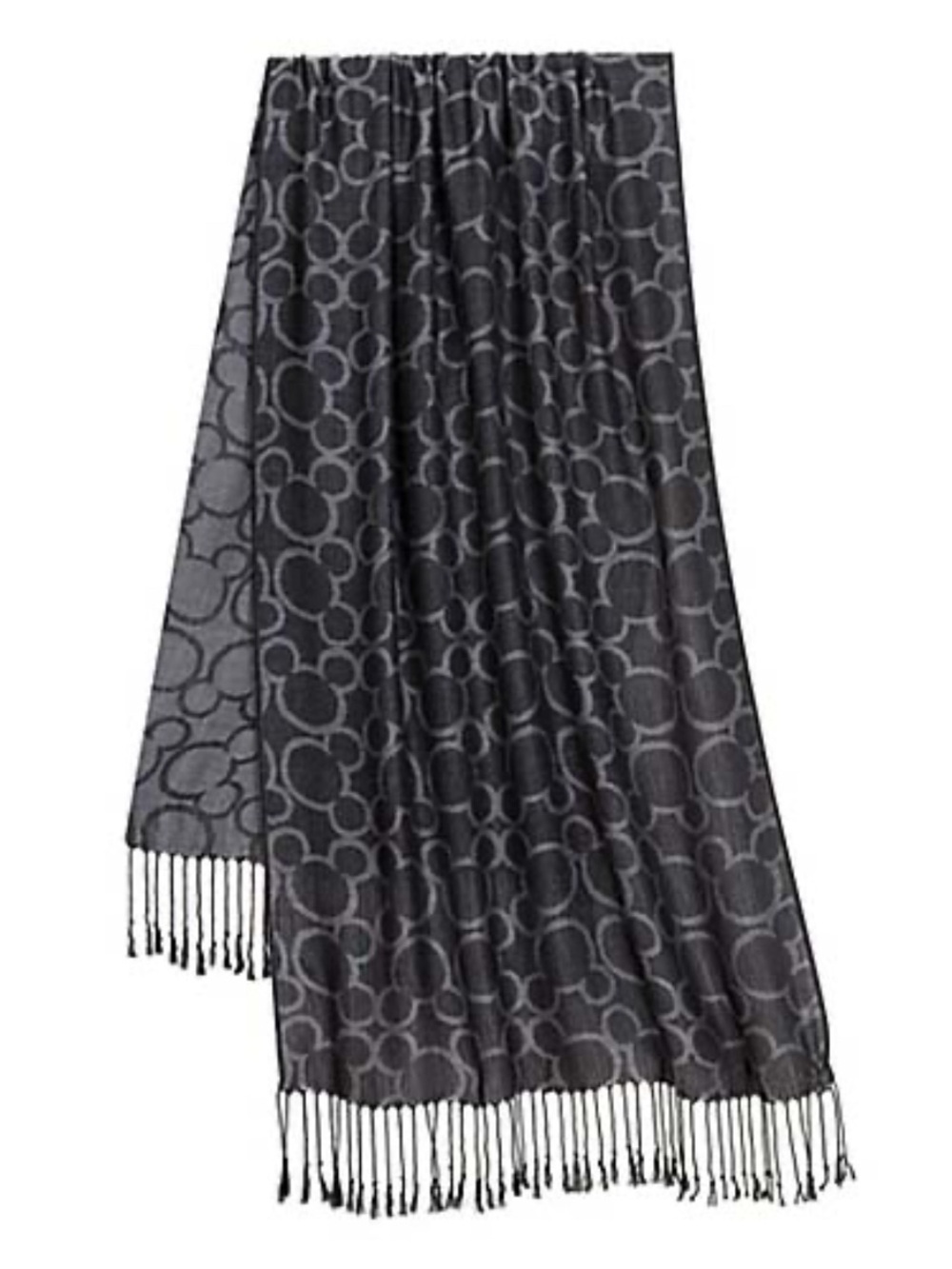NWT Disney Black & Gray Fringed Mickey Mouse Scarf.